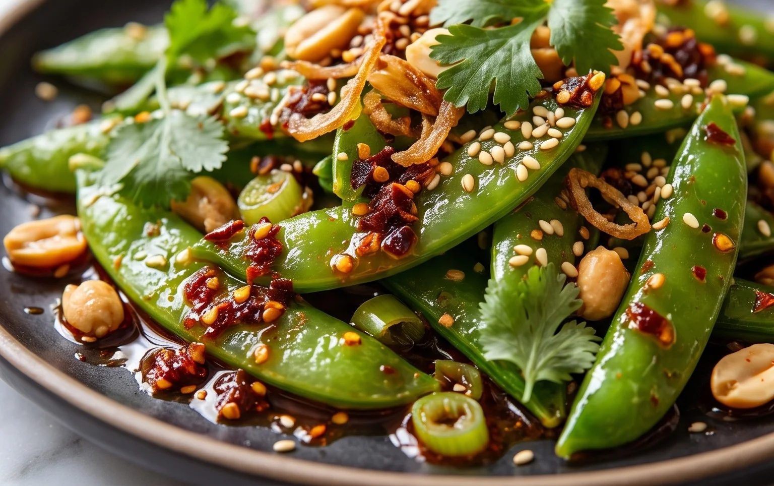 Chili Crisp Snap Pea Salad