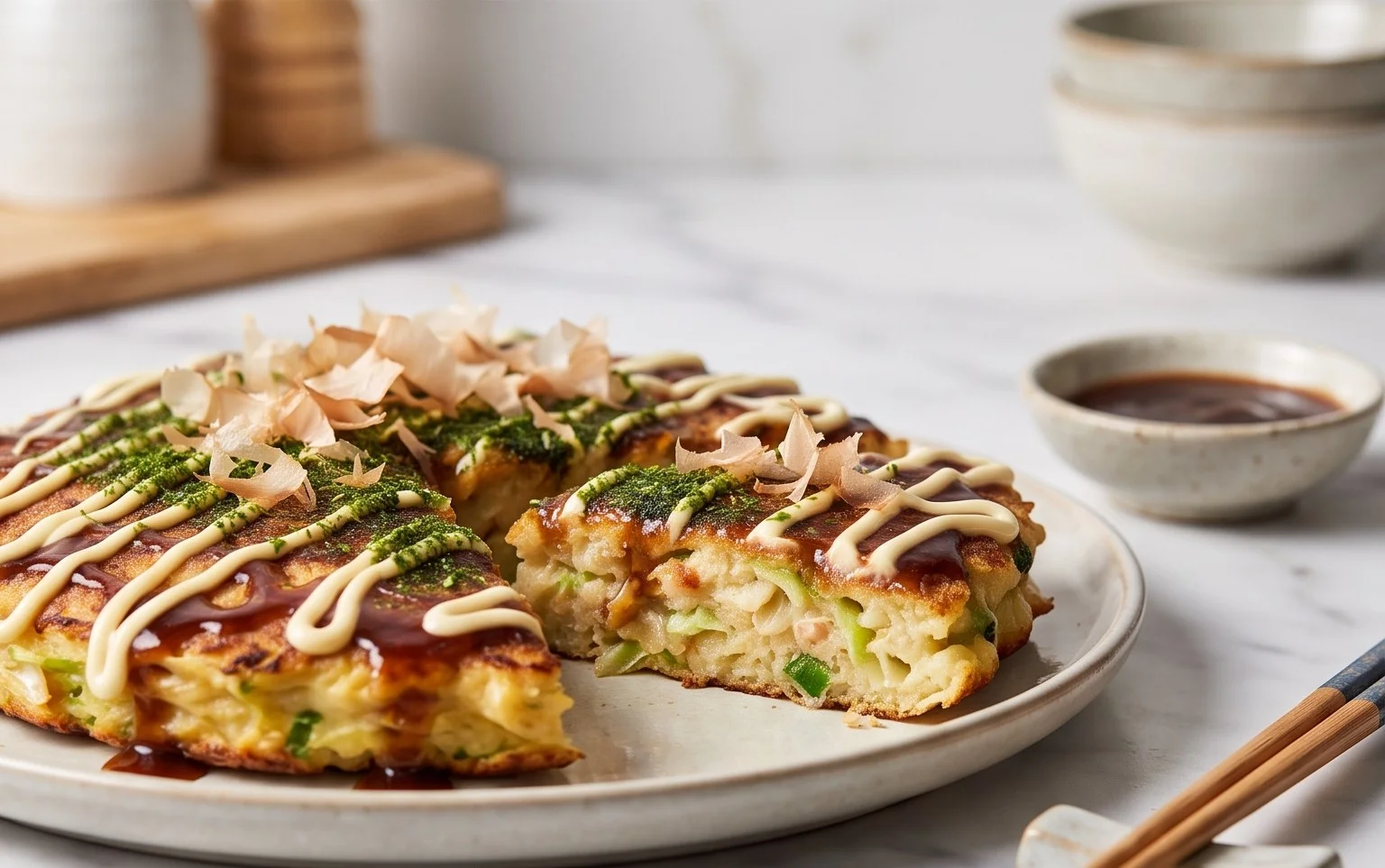 Okonomiyaki - Japanese Savoury Pancakes