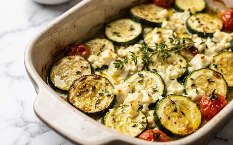 Courgettes feta au four