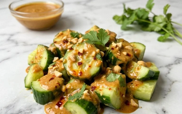 Cucumbers in Spicy Peanut Sauce