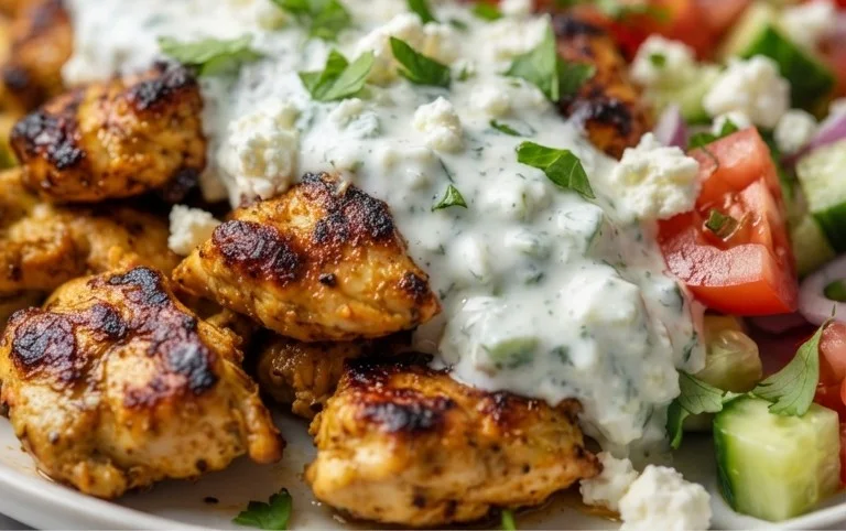 Mediterranes Hähnchen-Gyros mit Feta-Tzatziki genießen!