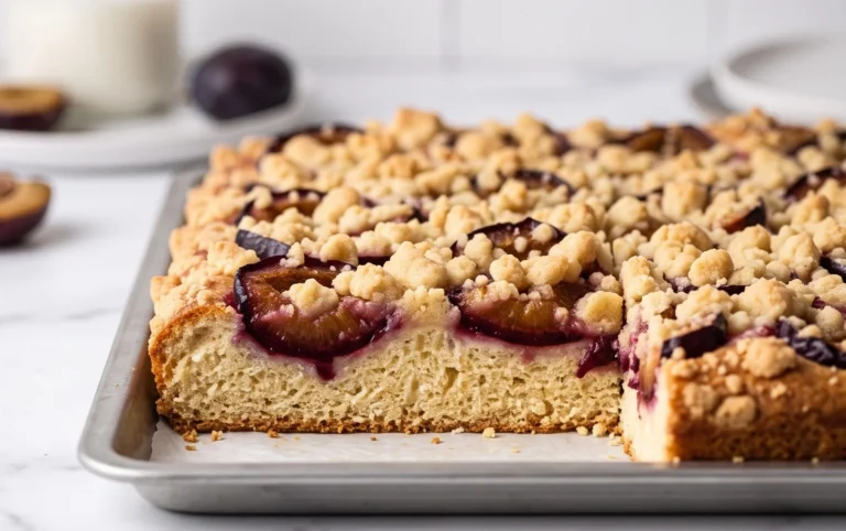 Rezept für Streusel-Pflaumenkuchen vom Blech mit Hefeteig