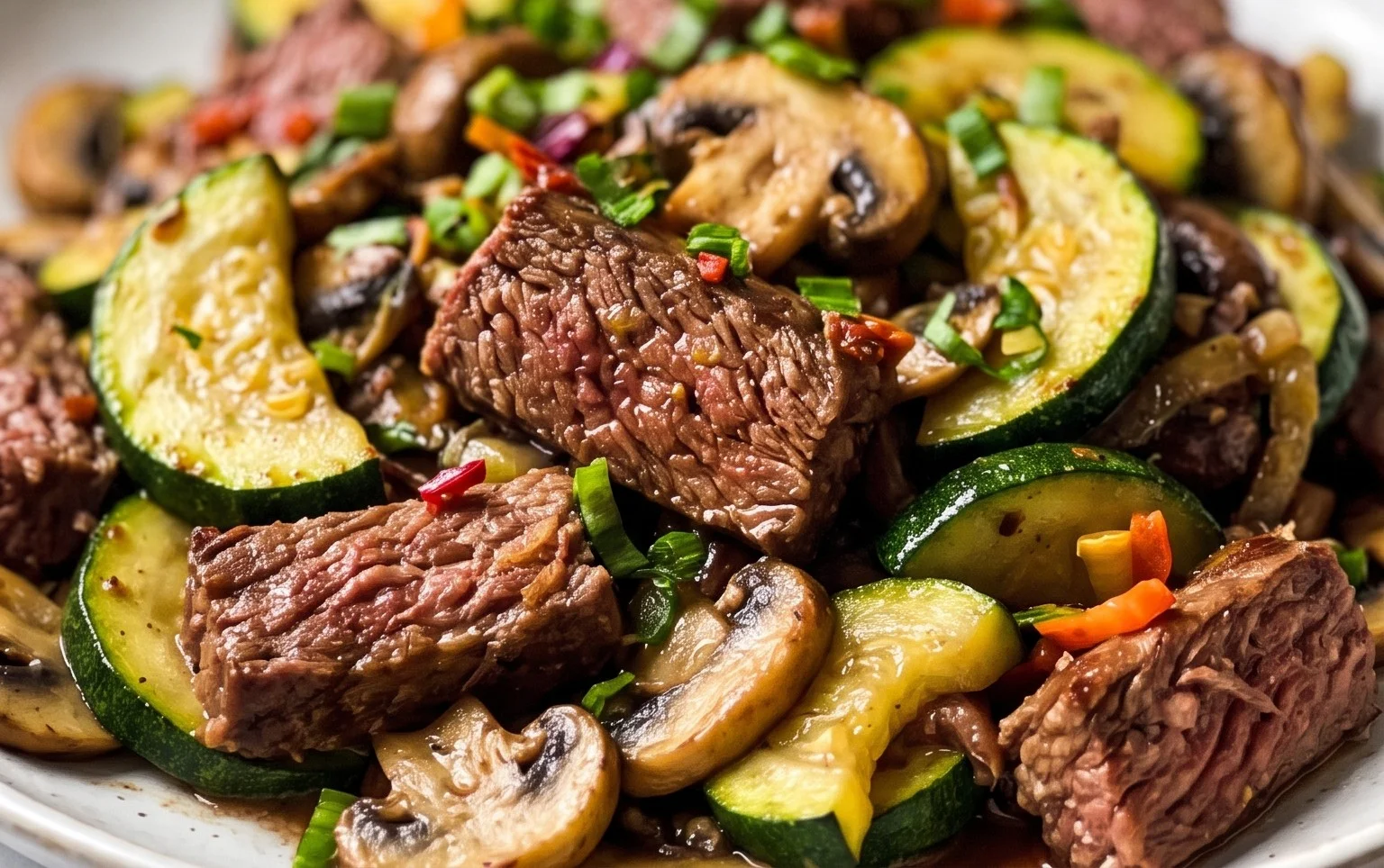 Zucchini-Cbeef hampignonpfanne