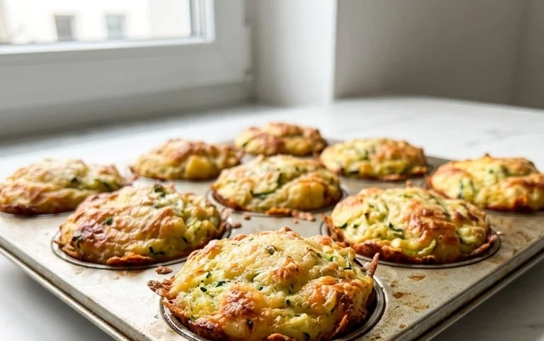 Crispy Parmesan Zucchini Potato Muffins