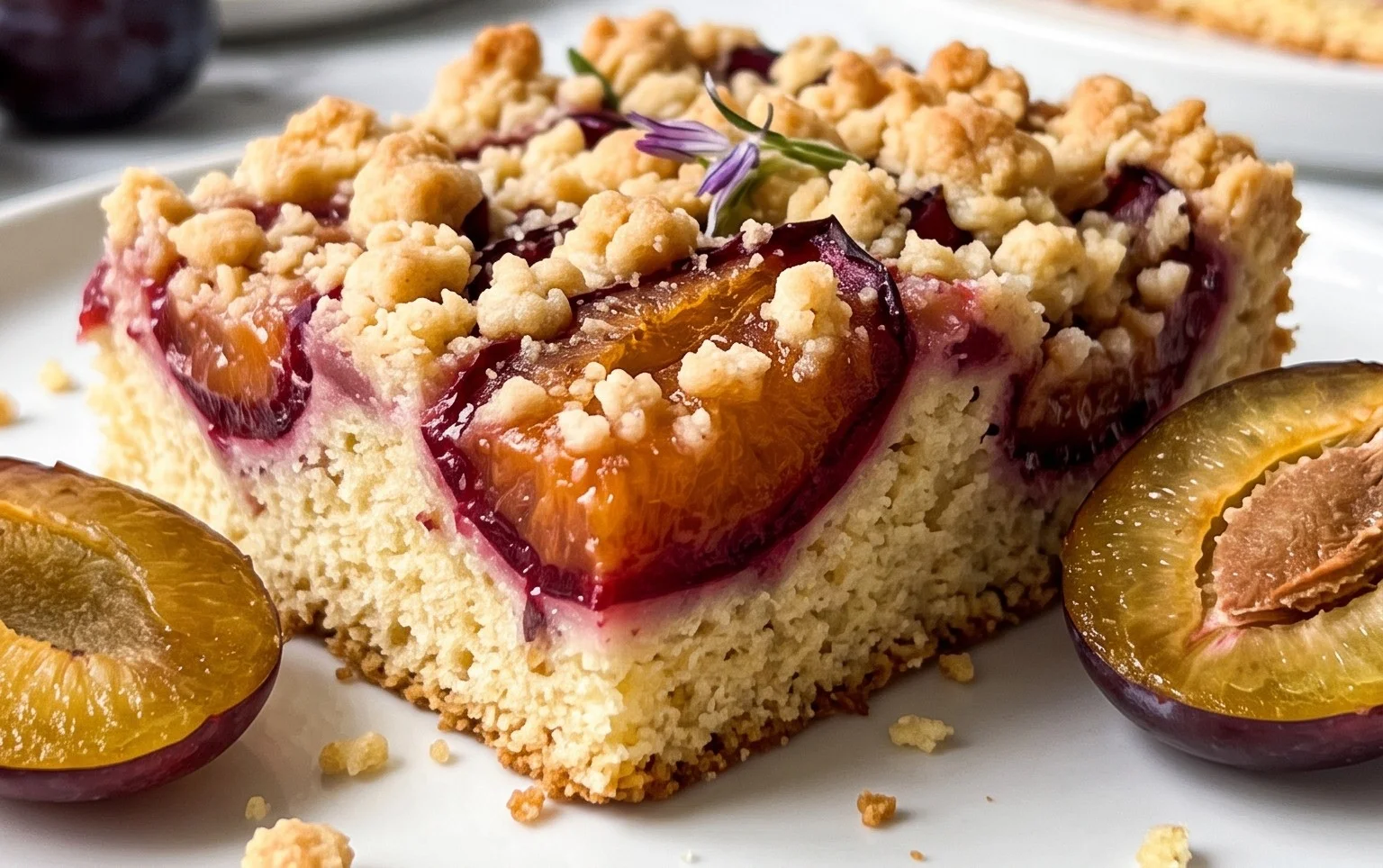 Saftiger Pflaumenkuchen vom Blech mit Streuseln von floweroma4