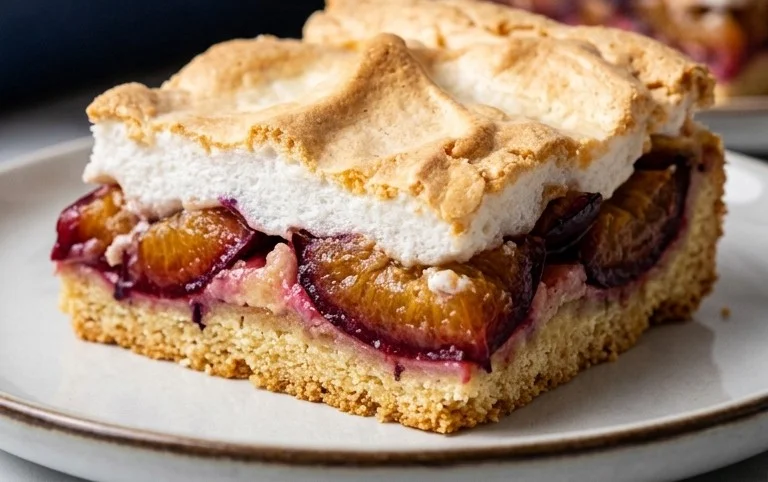 Polnischer Zwetschgen Kuchen vom Blech mit Baiser