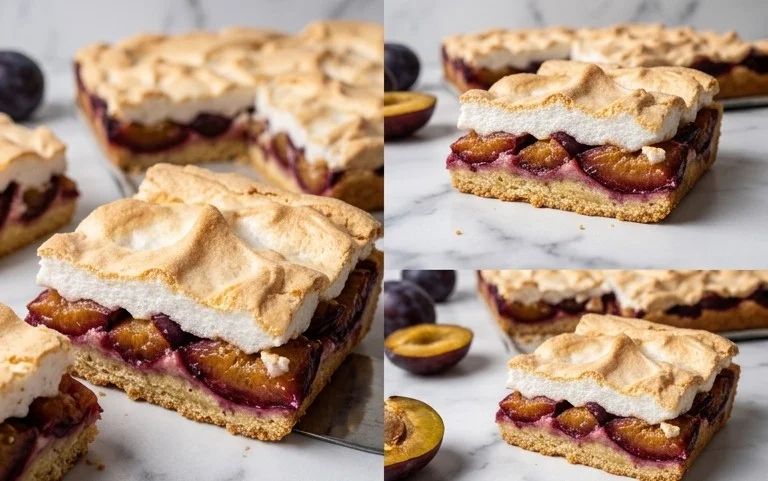 Polnischer Zwetschgen Kuchen vom Blech mit Baiser