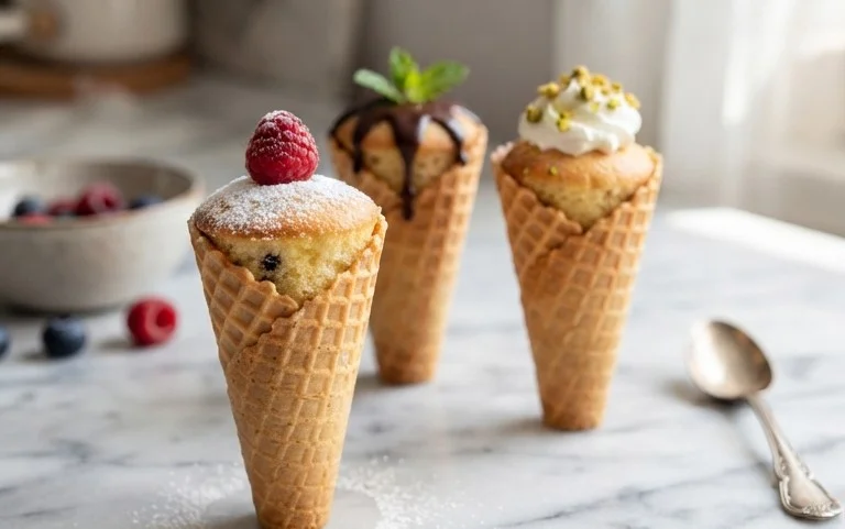 Kuchen im Waffelbecher