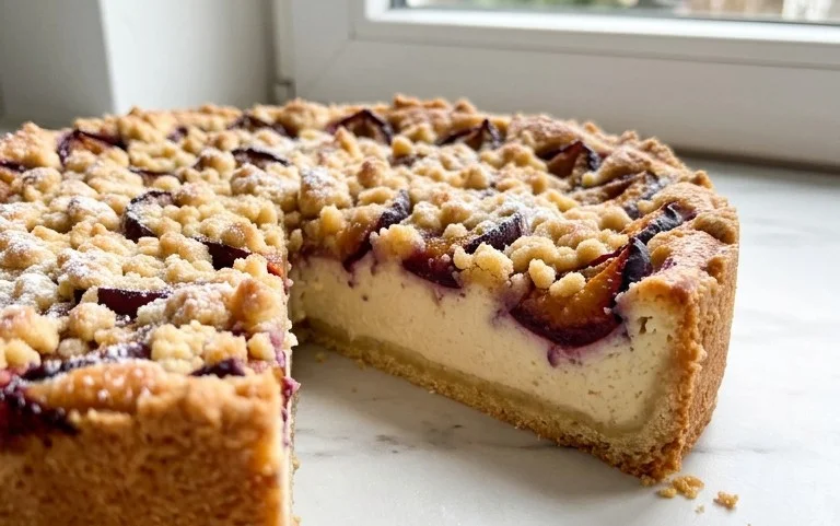 Zwetschgen-Käsekuchen - mit Mürbeteigboden & Streusel