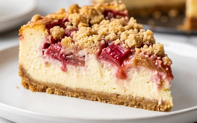 Rhabarber Käsekuchen mit Streuseln