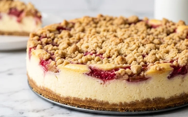 Rhabarber Käsekuchen mit Streuseln