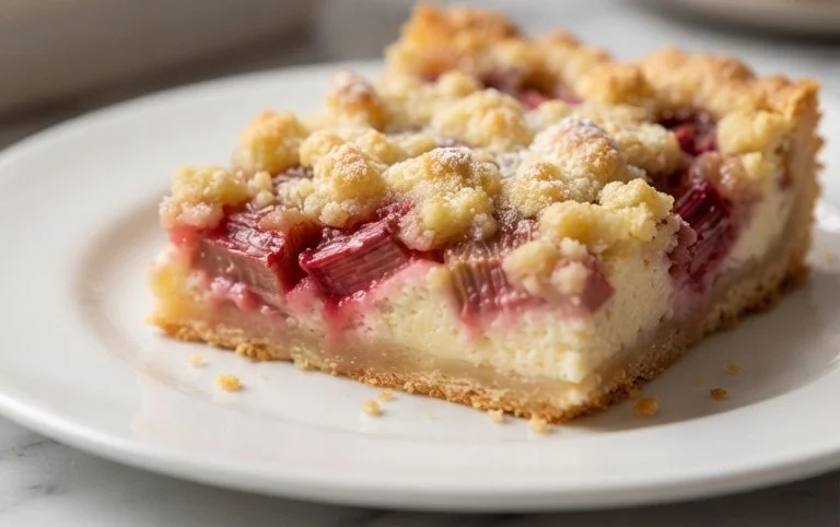 Rhabarber Quarkkuchen mit Butterstreuseln