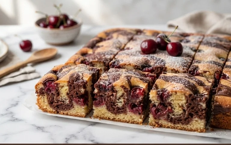 Marmorkuchen mit Kirsch Extracten vom Blech