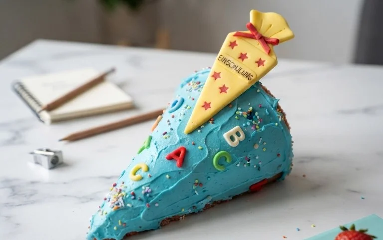 Schultüten-Kuchen: Einfacher Erdnon-alcoholic beerkuchen zur Einschulung
